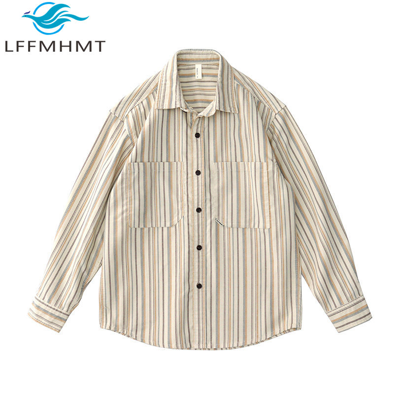 Corduroy Button Up Shirt Men - Męska japońska koszula w stylu vintage,