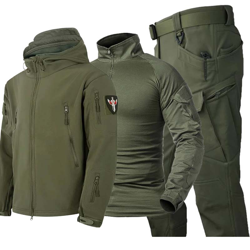 Tactical Military Shirt Cargo - 3-częściowy męski zestaw taktyczny w kamuflażu: