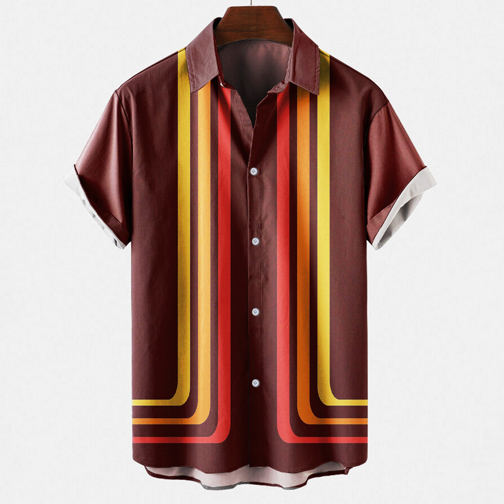 Short Sleeve Bowling Shirt Retro - Męska koszulka w stylu vintage, z