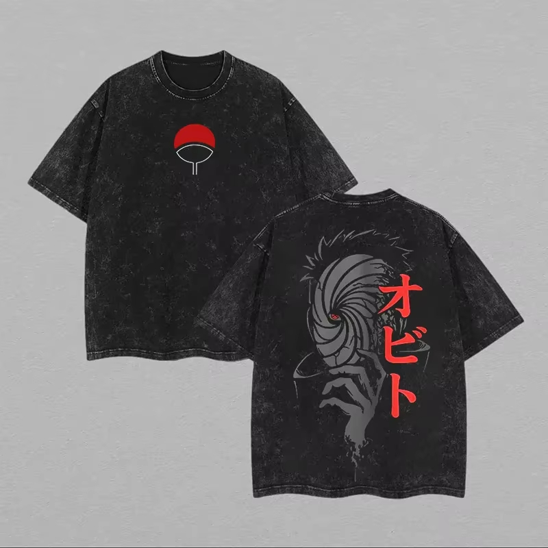Naruto Obito Uchiha Męska Kosz – Acid Wash Vintage Graphic T Shirt recenzja i cena