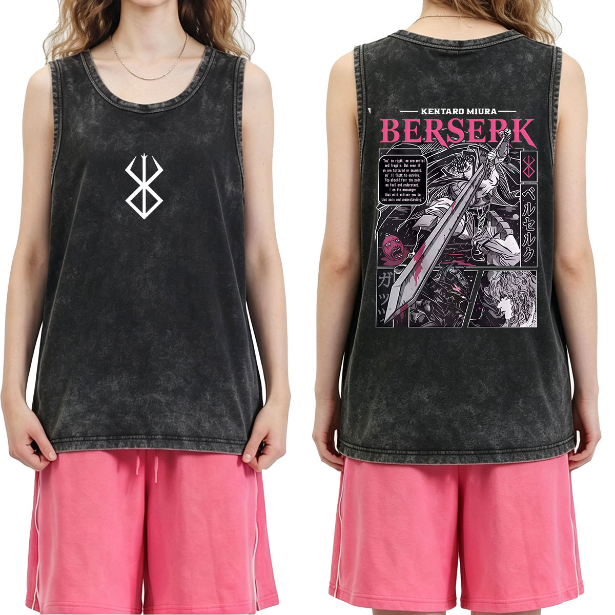 Anime Berserk Guts Graficzne V – Acid Wash Vintage Graphic T Shirt recenzja i cena