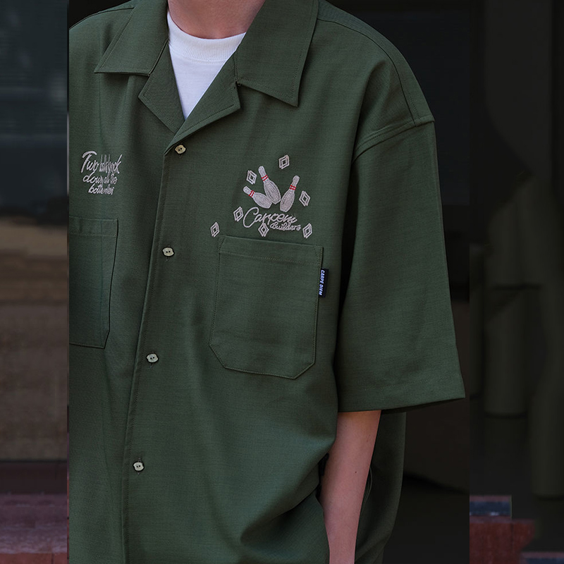 Kręgle haft zielony oprzyrządo – Short Sleeve Bowling Shirt Retro recenzja i cena