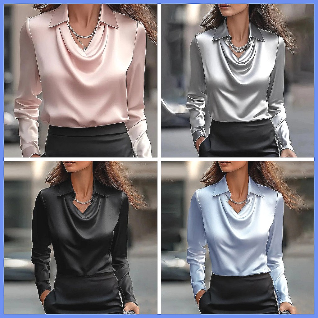 Damska satynowa bluzka vintage – Shirts recenzja i cena