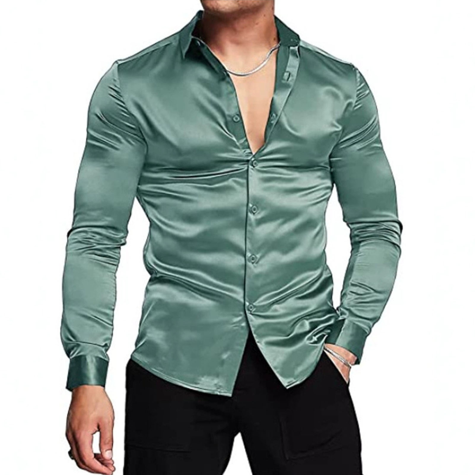 Różowa jedwabna satyna Luksuso – Mens Satin Silk Dress Shirt recenzja i cena