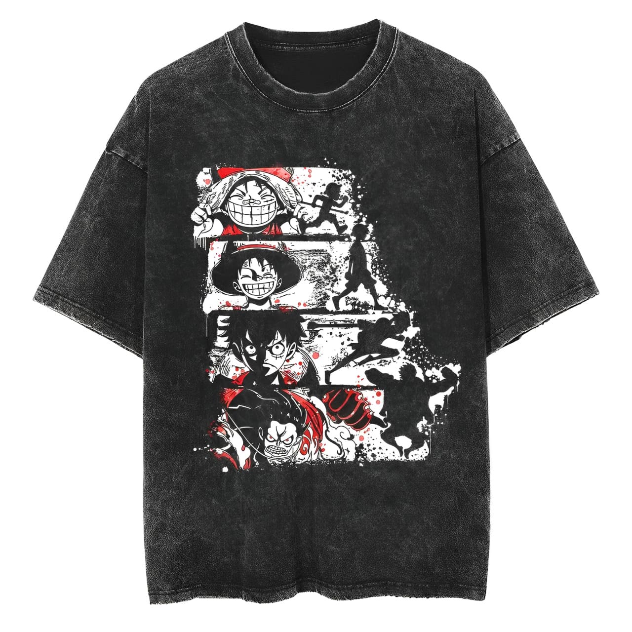 Koszulka One Piece Luffy Evolu – Acid Wash Vintage Graphic T Shirt recenzja i cena