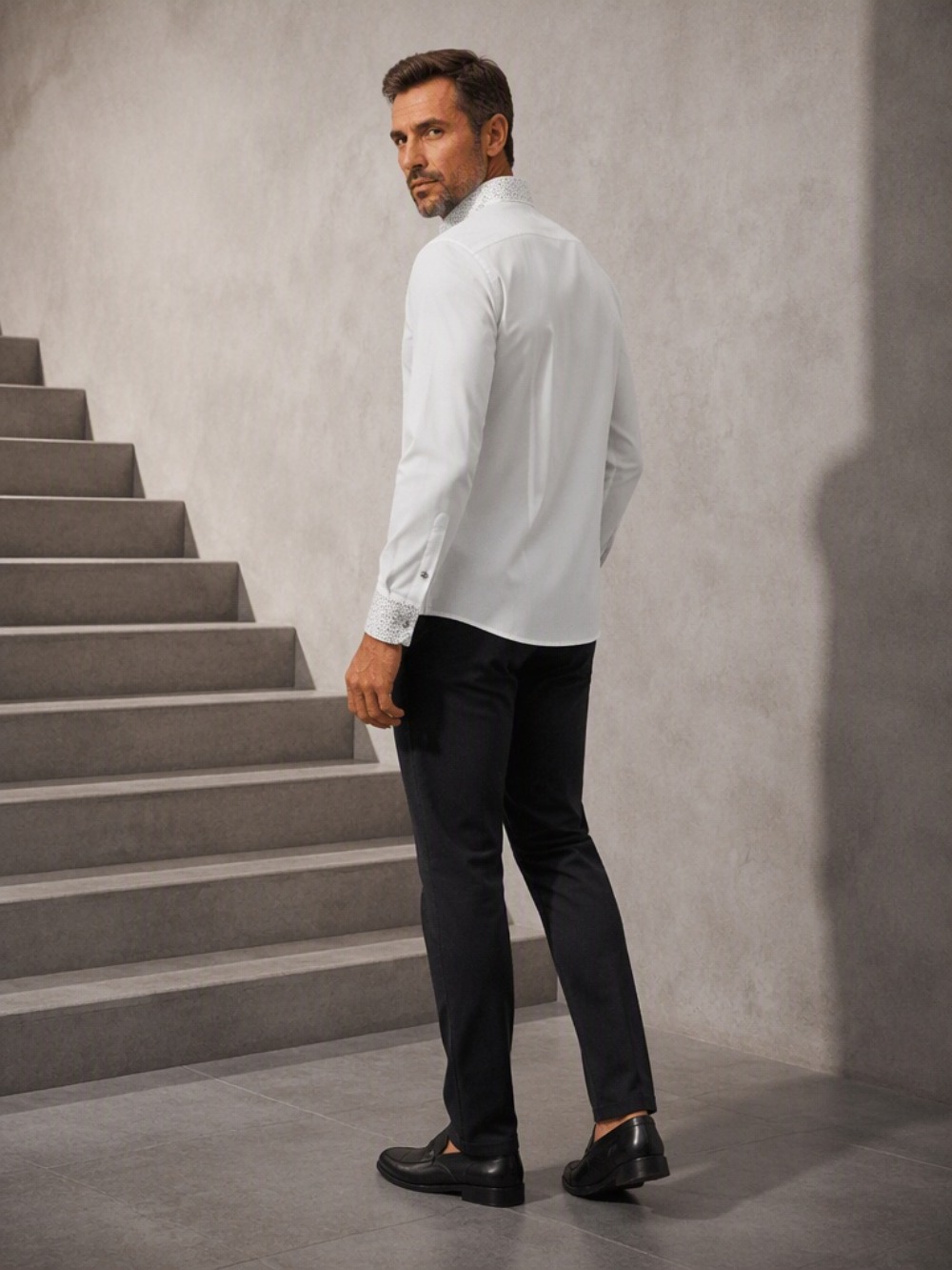 Męska koszula w stylu casual,  – Mandarin Collar Formal Shirt Slim Fit recenzja i cena