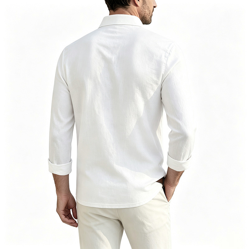 Męska koszula z bawełny i lnu  – Mens Linen Shirt Long Sleeve recenzja i cena