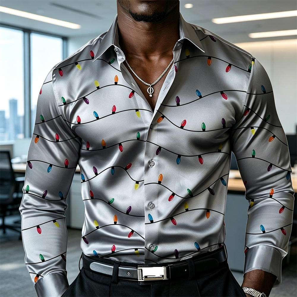 Męska świąteczna koszula z mot – Mens Satin Silk Dress Shirt recenzja i cena